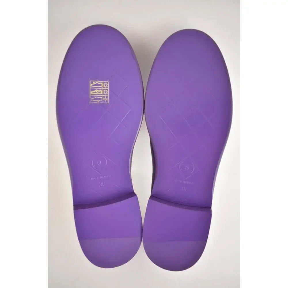 Chanel 24C Purple Leather Quilted Flap Turnlock CC Logo Moccasin Flat Loafer 36